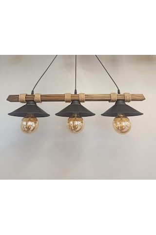 Avizem Güzel Nova Ahşap Halatlı Modern Rustik Sarkıt Avize