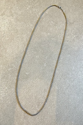 Sidney Halat Model Gold Silver Çift Renk Tasarım 316l Paslanmaz Çelik 73cm Kolye