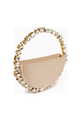 L'alingi Taliya Taliya Eternity Saten Çanta, Iddialı Kristal Sap, Şık El Çantası Bej