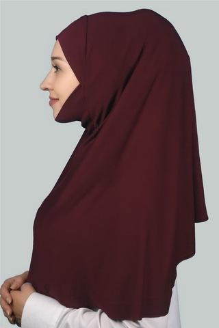 Altobeh Hazır Türban Peçeli Pratik Eşarp Tesettür Nikaplı Hijab - Namaz Örtüsü Sufle (XL) - Bordo