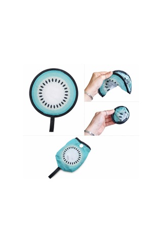 Katlanır Mini Çantalı Kivi Desenli El Yelpazesi 20 Cm Taşınabilir Yazlık Plaj Kamp Seyahat Serinletici Yelpaze