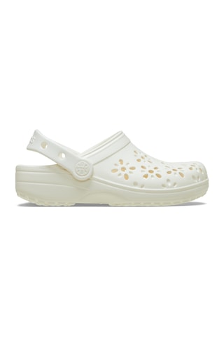 Crocs Classic Floral Cut Out Clog Kadın Terlik Krem Krem
