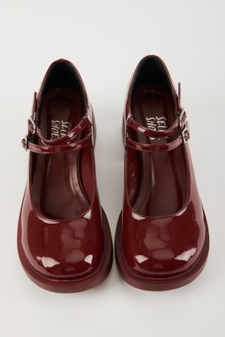 Selin Shoes Sandy Çift Bantlı Rugan Kadın Loafer- Bordo Rugan