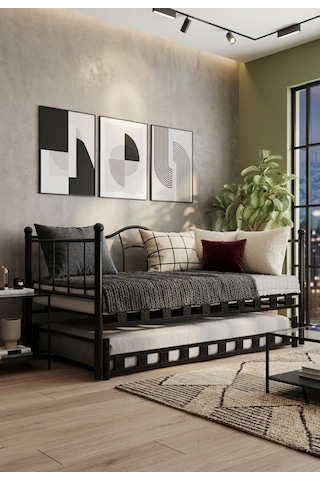 Missidea Kamelya Daybed Yavrulu Siyah Karyola 90x200 Cm 90 x 200