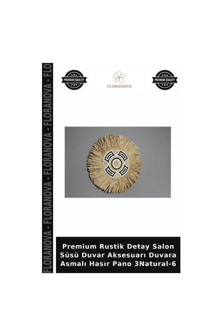 Premium Rustik Detay Salon Süsü Duvar Aksesuarı Duvara Asmalı Hasır Pano 3natural-6 Çok Renkli