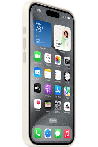 Apple Uyumlu iPhone 15 Pro Logolu Kılıf Lansman Silikon Kılıf - Beyaz