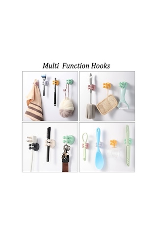 Pazly 6'lı Silikon Diş Fırçası Tutucu, Duvara Monte Askı, Banyo Mutfak Aksesuarı, Siyah Siyah