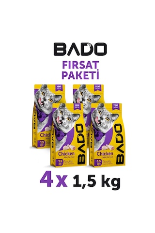 Bado Yetişkin Kedi Maması Tavuk Etli 1,5 Kg 4'lü