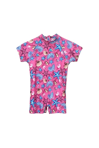 Remsa Mayo Uv Korumalı Tulum Kısa Kollu Şortlu Çocuk Bebek Yüzücü Mayo C64 Pink Pembe01