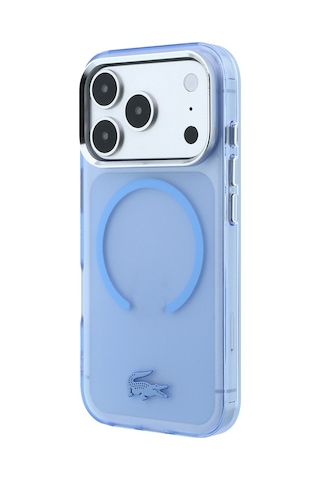 Apple Uyumlu iPhone 18 Pro Kılıf Lacoste Lisanslı M-safe C-magnet İkonik Timsah Logo Iml Frosted Kapak Açık Mavi