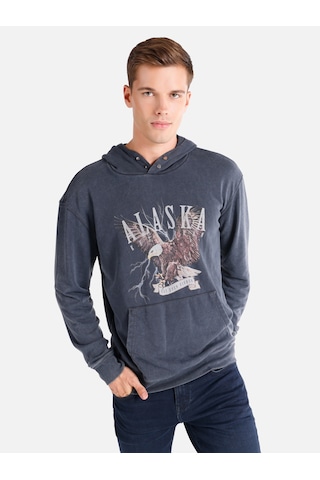 Colin's Colins Regular Fit Baskılı Kapüşonlu Antrasit Erkek Sweatshirt Cl1061755 Antrasit
