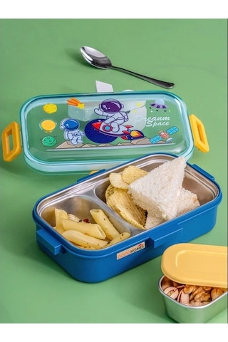 Akıllıelma-lunch Box Beslenme Kabı Çelik İthal Enjoy Mavi K.2537 92553 0237 Mavi