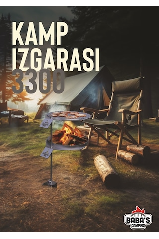 Kamp Izgarası 3300 / Çap: 33 Cm / Portatıf / Baba's Campıng