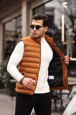 Mero Life Erkek Taba Nubuk Süet Şişme Yelek