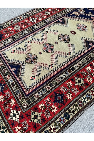 El Dokuma Büyük Seccade 135x208 Su Yeşili Lacivert Yün Namazlık