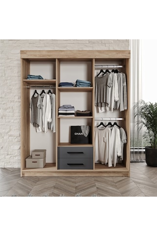 Afilli Izmir Çocuk Odası Takımı Tamamı Mdf Antrasit Ve Flora