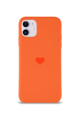 Apple Uyumlu iPhone 11 Kılıf Kalp Logolu Altı Kapalı İçi Kadife Lansman Silikon Kılıf - Turkuaz