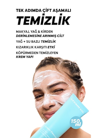 Cream Co. Tek Adımda Çift Aşamalı Temizlik Sağlayan Krem Yüz Temizleyici 150 ML