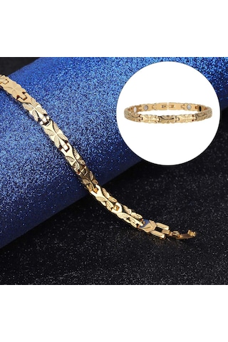 Tenfowee Stainless Steel Kadın Bileklik - Altın Renkli Çiçek Desenli, Dayanıklı Ve Renk Tutucu, Modern Stilde Günlük Kıyafetlere Uyumlu Hediyelik Gold