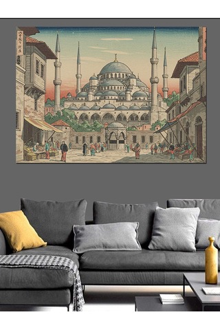 İstanbul Camii İllüstrasyonu Dekoratif Kanvas - Mdf Ahşap Tablo