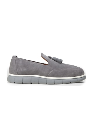 Deery Erkek Hakiki Süet Gri Püsküllü Loafer - 02048mgrıe01
