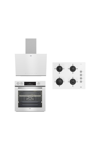 Beko BFC 631 B - BOCD T 6510 EB - BDE 6062 B Buhar Destekli Beyaz Ankastre Set