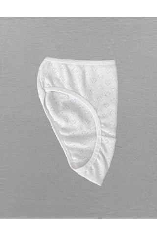 Alya Underwear Kız Çocuk - Garson %100 Pamuklu Slip Külot - Kalp Desenli Jakar İşlemeli Beyaz