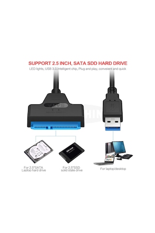 Usb 3.0 2.5 Inç Sata 4706A Ssd Hdd Hard Disk Kutu Kablosu 50Cm