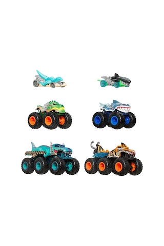 Hot Wheels Monster Trucks Köpekbalıkları Ve Dinozorlar Çoklu Paketi Jgd68