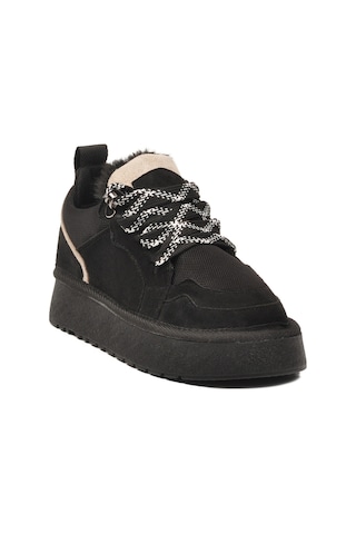 Siyah Süet Bağcıklı Unisex Çocuk Spor Ayakkabı 412445 F Siyah