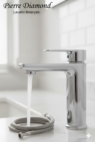 5512-1 Lavabo Bataryası Sabit Banyo Lavabosu Musluğu Musluk Armatür Beyaz Siyah Gold Krom Renkler Krom