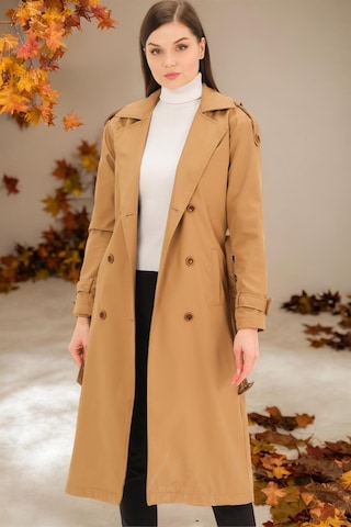 Z6737 Dewberry Bayan Trençkot-düz Camel Düz Camel