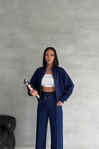 Dip Moda Kadın Oversize Likralı Eşofman Takımı Dpnbg001 Lacivert