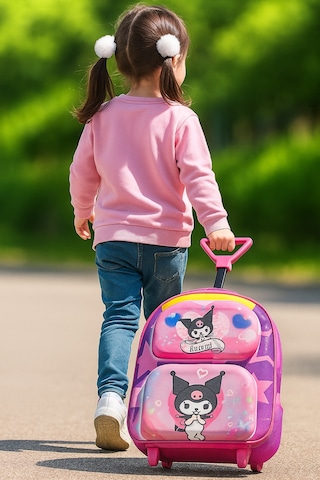 Newfull Çekçekli Kuromi Kız Anaokul Sırt Çantası-açık Pembe