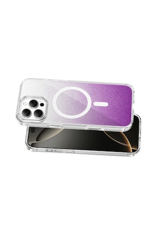Onegif Apple iPhone Uyumlu 16 Pro Max Sora Simli Magsafe Kapak - Mor Çok Renkli