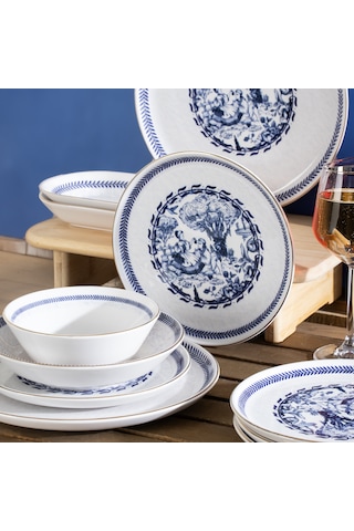 Perotti French Altın Yaldızlı Stoneware 27 Parça Yemek Takımı