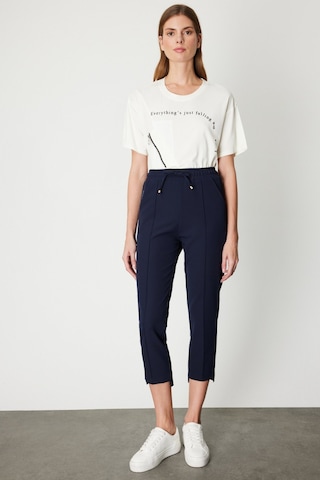 On Kadın Önü Çimalı Dar Paça Eşofman Altı 64138 Lacivert Lacivert