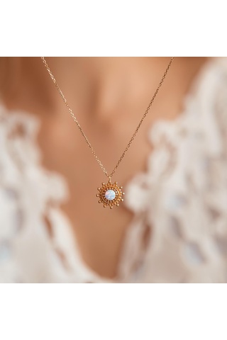 14 Ayar Opal Taşlı Minimal Kolye