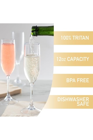 D'eco Kırılmaz Saplı Şampanya Flüt 4'lü Set, 12 Oz Ea -%100 Yeniden Kullanılabilir Kırılmaz Mimoza Ve Şampan