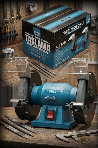 Assur 125 MM Zımpara Balta Bıçak Bileme Makinesi Taş Motoru Tezgah Üstü Taşlama Makinesi - 3068
