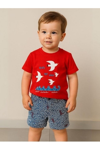 Erkek Bebek Desenli Şort-16118 Mavi