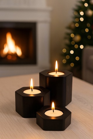 Dekoratif Tealight Mumluk Siyah Tealight