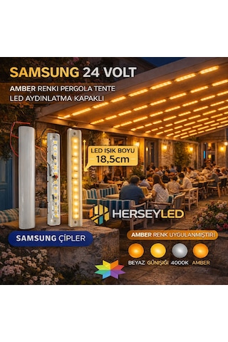 Samsung 24 Volt Amber Pergola Tente Led Aydınlatma Kapaklı Amber