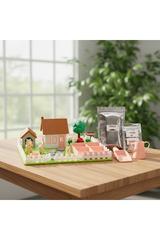 Kutpia Mini Bahçe Çocuk Oyun Ve Eğitim Seti 25x19cm - Sevimli Köpekler Pembe