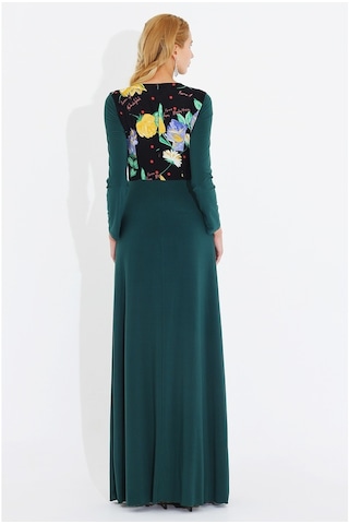 Nidya Moda Büyük Beden Elbise-4046Y Yeşil