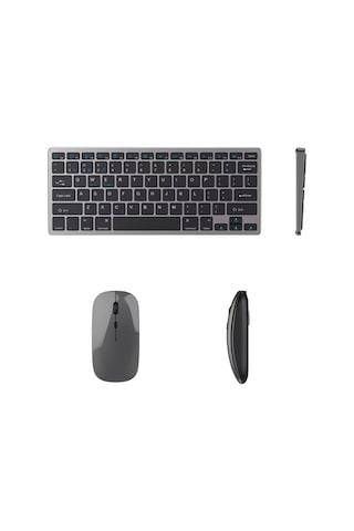 Telefon Tablet Ve Bilgisayar Uyumlu Kablosuz Klavye Mouse Kombini Lazer