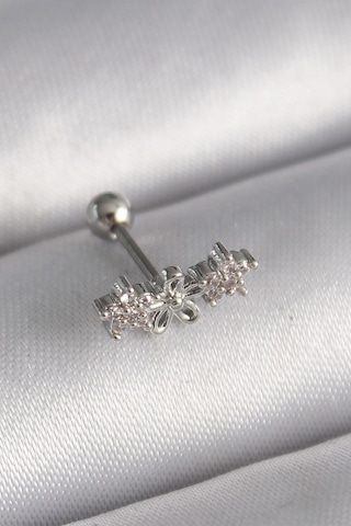 316l Çelik Gümüş Renk Zirkon Taşlı Çiçek Tragus Piercing Diğer