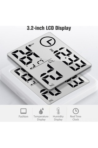 Supermarket1 Mini Abs Beyaz Dijital Oda Termometre Ve Nemölçer -10 C/+70 C, Pil Dahil - %20-99% Rh