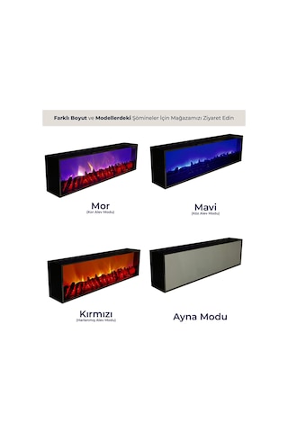 Arif Dekoratif Elektrikli Yapay Şömine - 100x25x15 Cm - Farklı Renk Modları, Kumandalı, Bluetooth