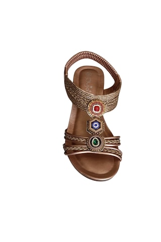 Guja 26y241-1 Kadın Taşlı Dolgu Topuklu Günlük Comfort Sandalet Bronz